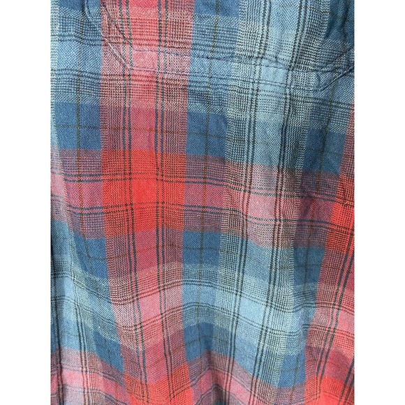 Columbia XL Button Down Shirt Mens Red Blue Plaid Long Sleeve Regular Fit Cotton - Picture 3 of 7
